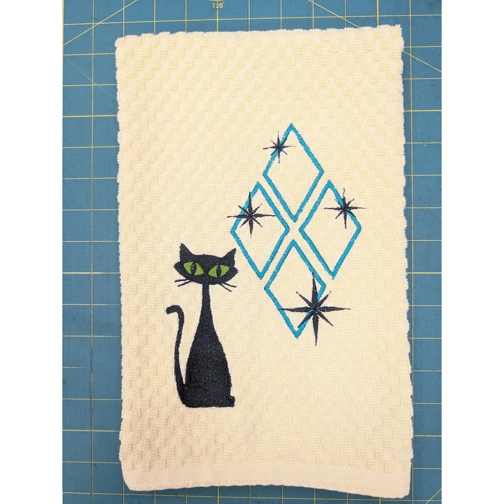 Mid Mod Cat Retro Mid Century Modern Atomic Kitchen Bath Hand Bar Towel